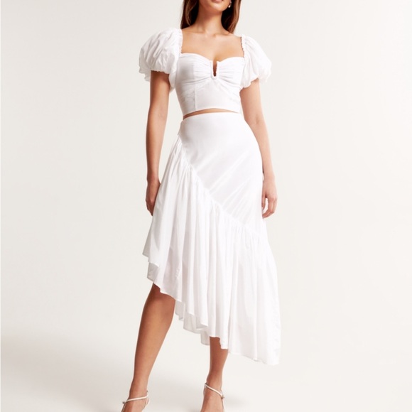 Meghan Puff Sleeve Wrap Top & Asymmetric Hem Skirt Set